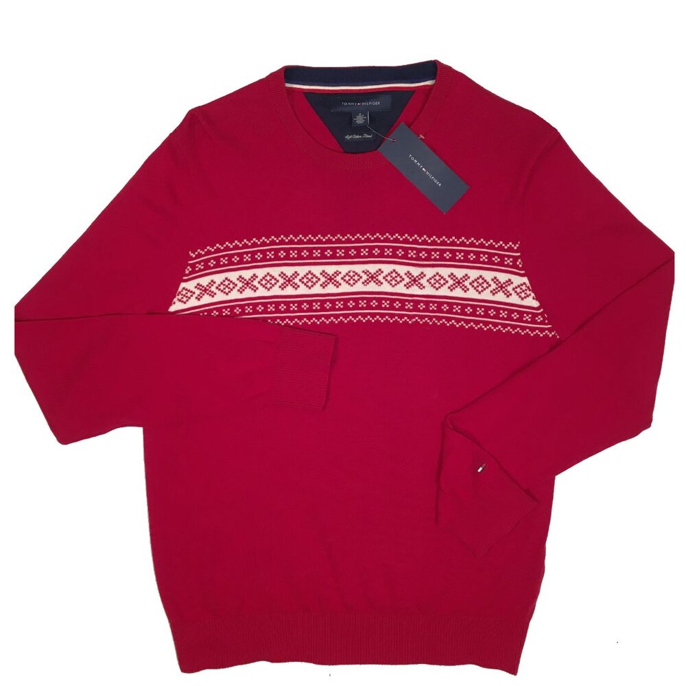 NEW Vintage Tommy Hilfiger Sweater! Red With Snowflake Design Lighter Weight